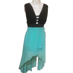 Casting LA Hi Lo Dress Cutouts Black & Green Size 4